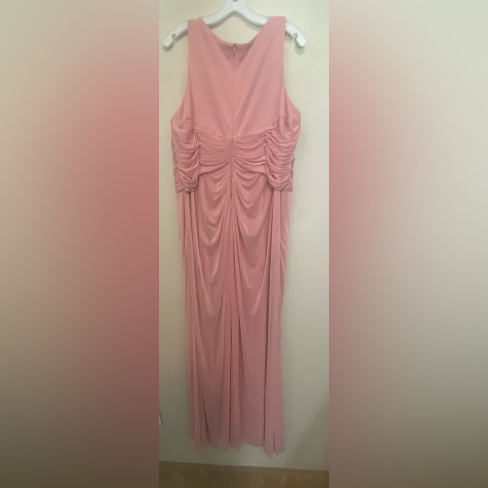 Pink Ruched Maxi Dress with V-Neck Gown